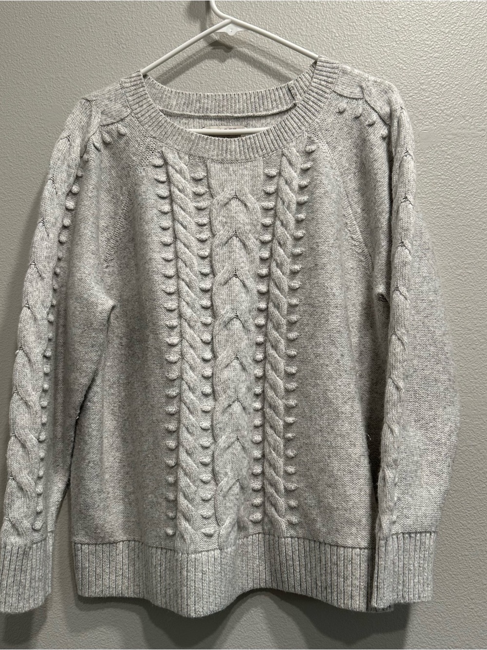 LOFT Light Gray Cable Bobble Crewneck size 16/18 Sweater